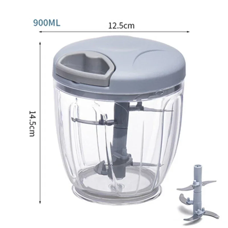 500/900ML Knoflook Chopper Handmatig Draaien Groentesnijder Chopper Slicer Fruit Knoflook Crusher Keuken Gadget Blenders Vleesmolen: Donker Kaki