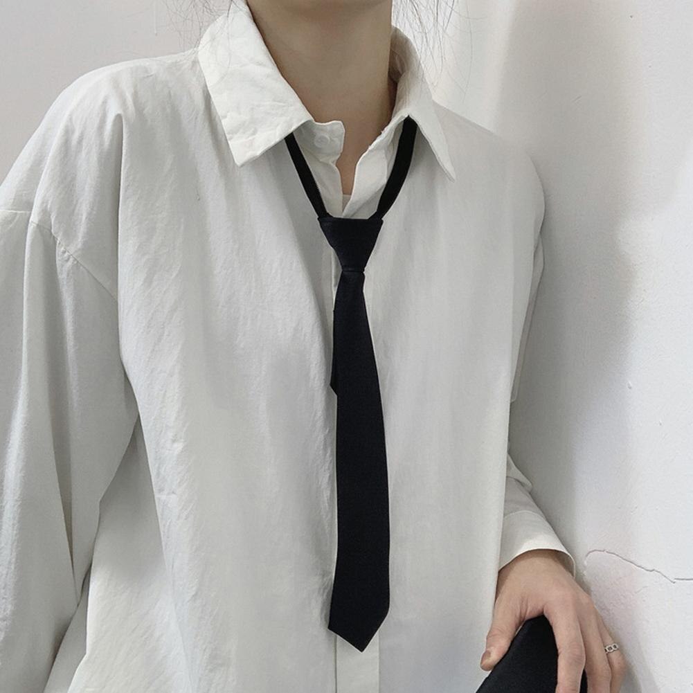 Women Ties Retro Silky Narrow Necktie Slim Smooth Womens Necktie Korean Style Simple All-match Trendy Unisex 2022