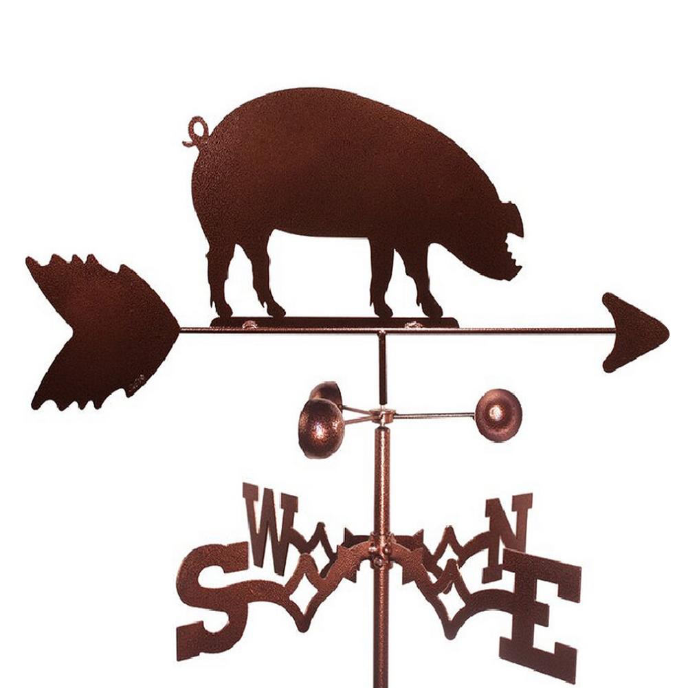 Metal Weather Vane Stainless Steel Roof Mount Wind Direction Indicator Kit Outdoor Garden Bracket Weather Wind Speed Spinner: pig