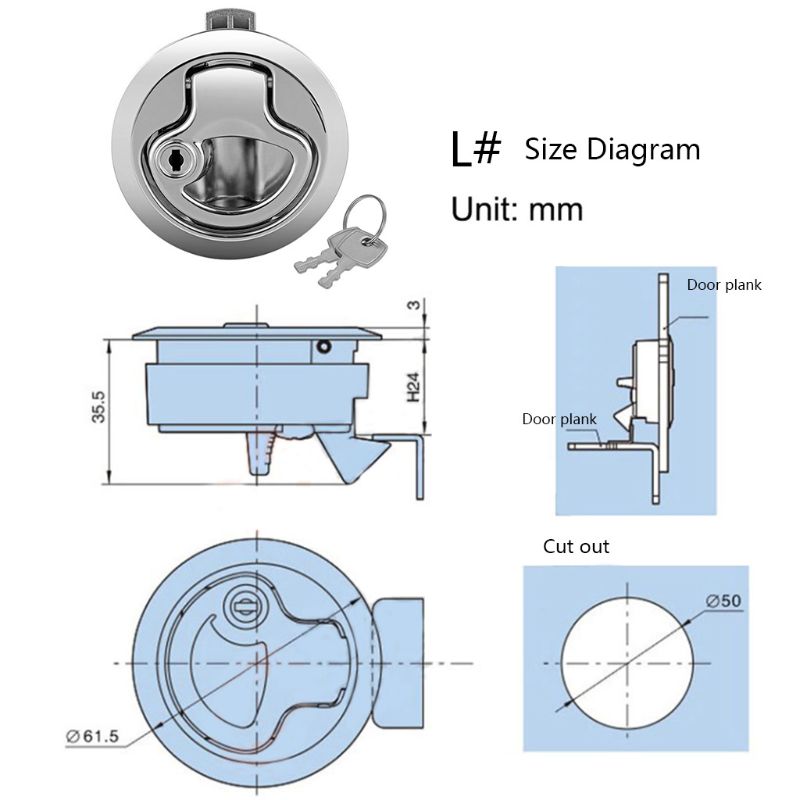 Marine Boat Stainless Steel 2" Flush Pull Hatch Latch For RV Caravan Boat rv door lock with deadbolt rv door lock with deadbolt