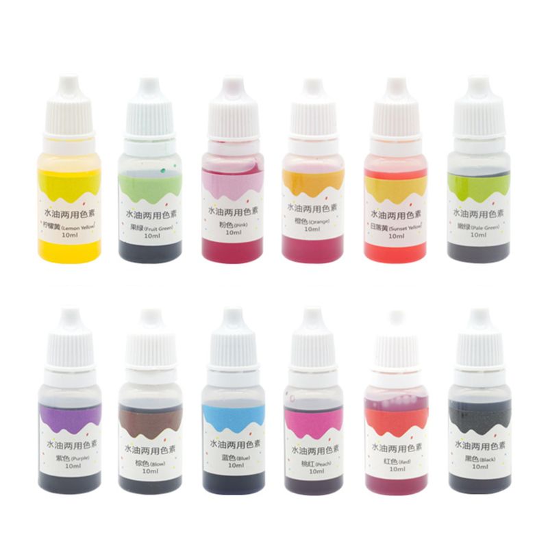 12 Stks/set Diy Bakken Plastic Klei Water Olie Dual-Gebruik Epoxy Pigment 54DC
