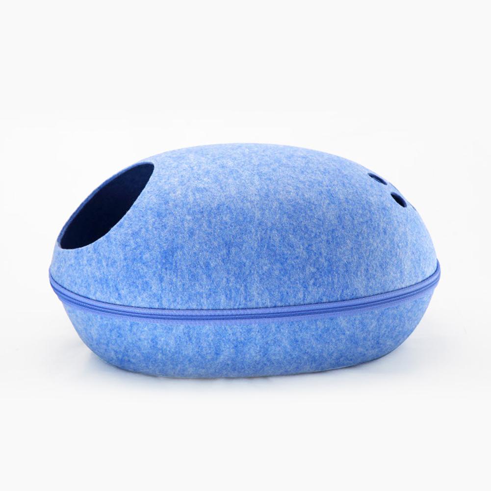 Kat Huis Nest Met Rits Afneembare Kussen Hond Mat Eivorm Hond Kennel Kat Bed Vilt Doek Katten Grot Slapen mat Huisdier Bed: blue