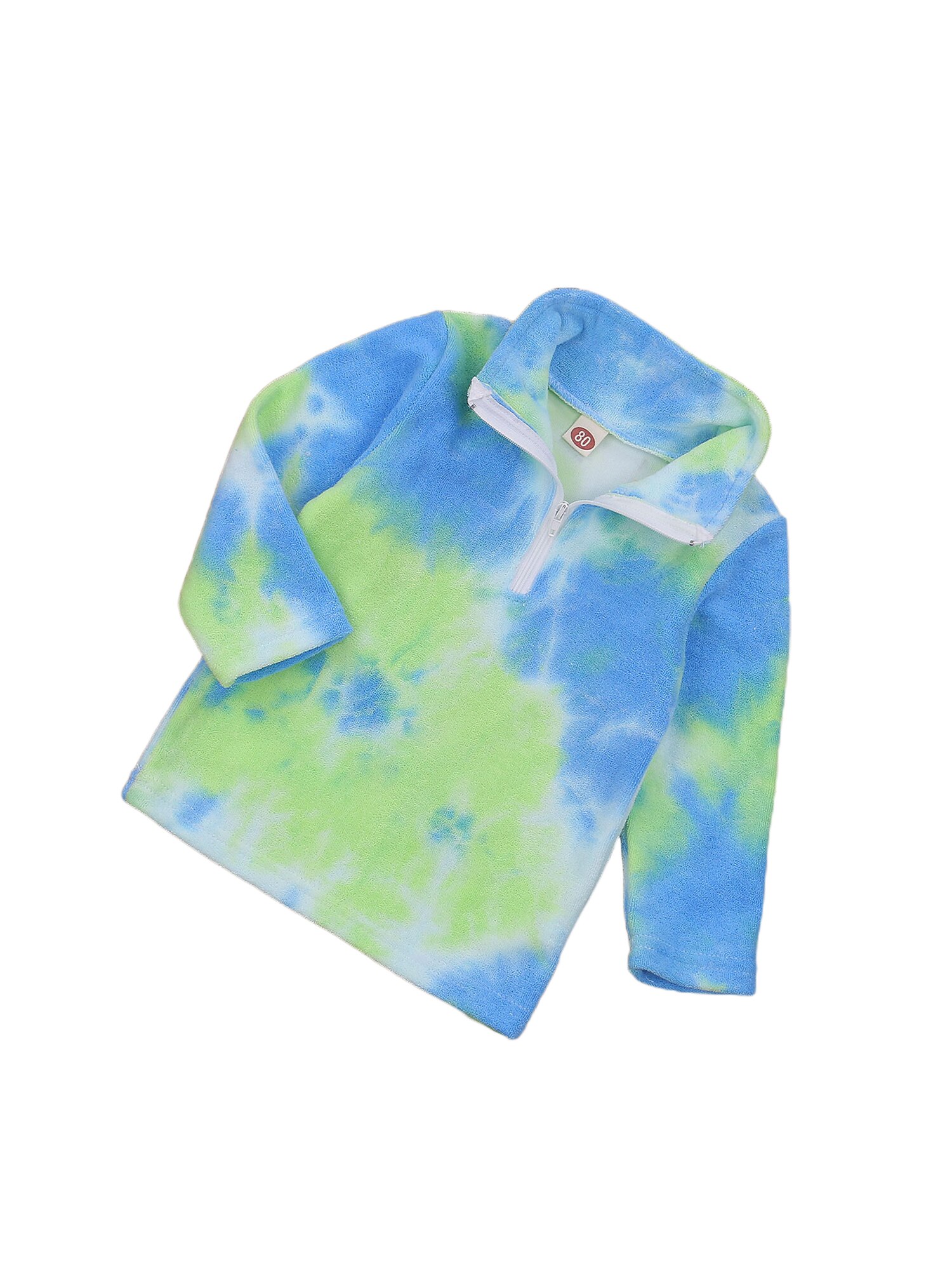 Haut en polaire coloré teinté avec fermeture éclair pour bébé, garçon et fille, vêtement d'extérieur, automne-hiver, col haut, manches longues, sweat-shirts 6m-5t