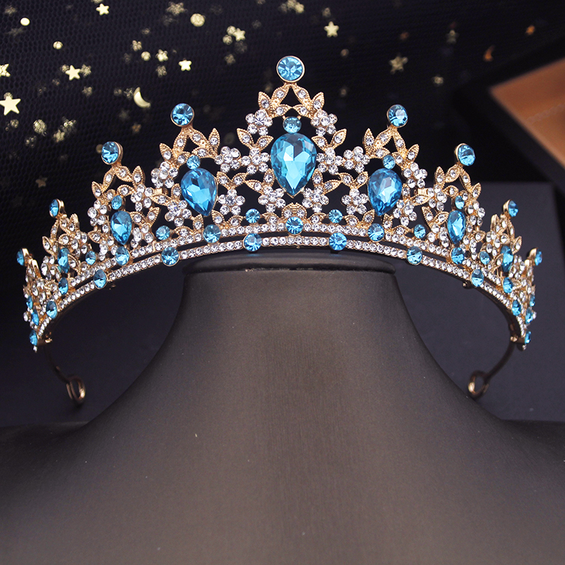 Rose rot Hochzeit Tiara Kristall Brautkrone Gold Farbe Diadem Schleier Diademe Haarschmuck Prinzessin Kopf bedeckungen Kopfschmuck: Silber überzogen