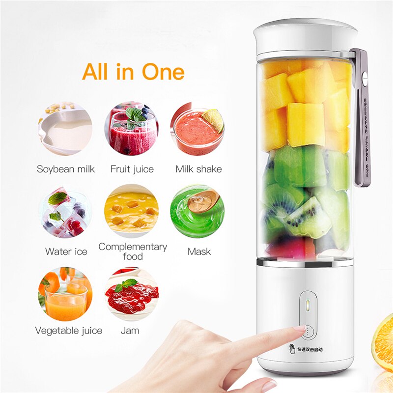 500ML Electric Blender Food Processor Stainless Steel Blades Mixer Juicer Blender USB Rechargeable Juice Maker Machine Blender