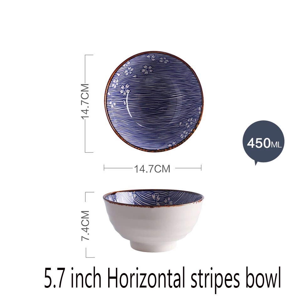 Timemore kersenbloesem japanse stijl keramiek eetrijstkom soepkom ramenkom huishoudelijke visschotel sushibord: 5.7 inch kom