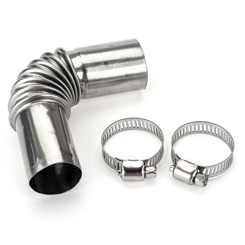 24mm Elbow Pipe Air Parking Heater Exhaust Pipe Connector w/Clamps For Webasto Eberspaecher Heater: Default Title