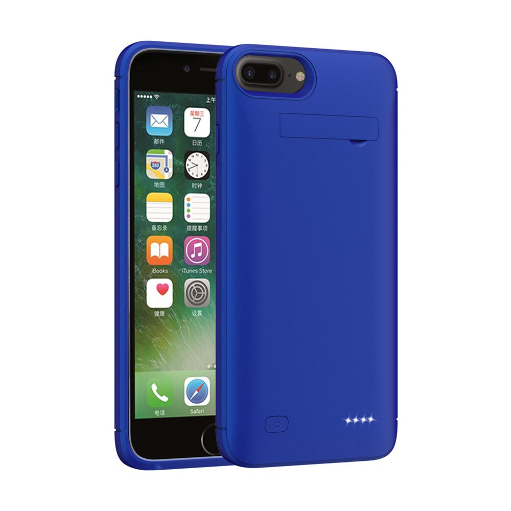 Power Case 5200mAh Portable Shockproof Battery Charger Cover For iPhone 6 6s 7 8 External Power Bank Battery Case: Blue