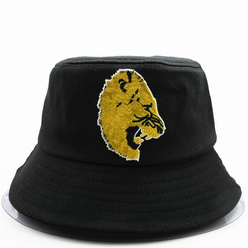 Lion animal embroidery cotton Bucket Hat Fisherman Hat outdoor travel hat Sun Cap Hats for kid men Women 200: 2 to 6 years old