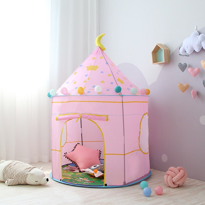 Barn lek tält leksaker hopfällbara barn stjärnhimmel hem lekstugor baby jurta slott tält utomhusspel barn flicka prinsessrum