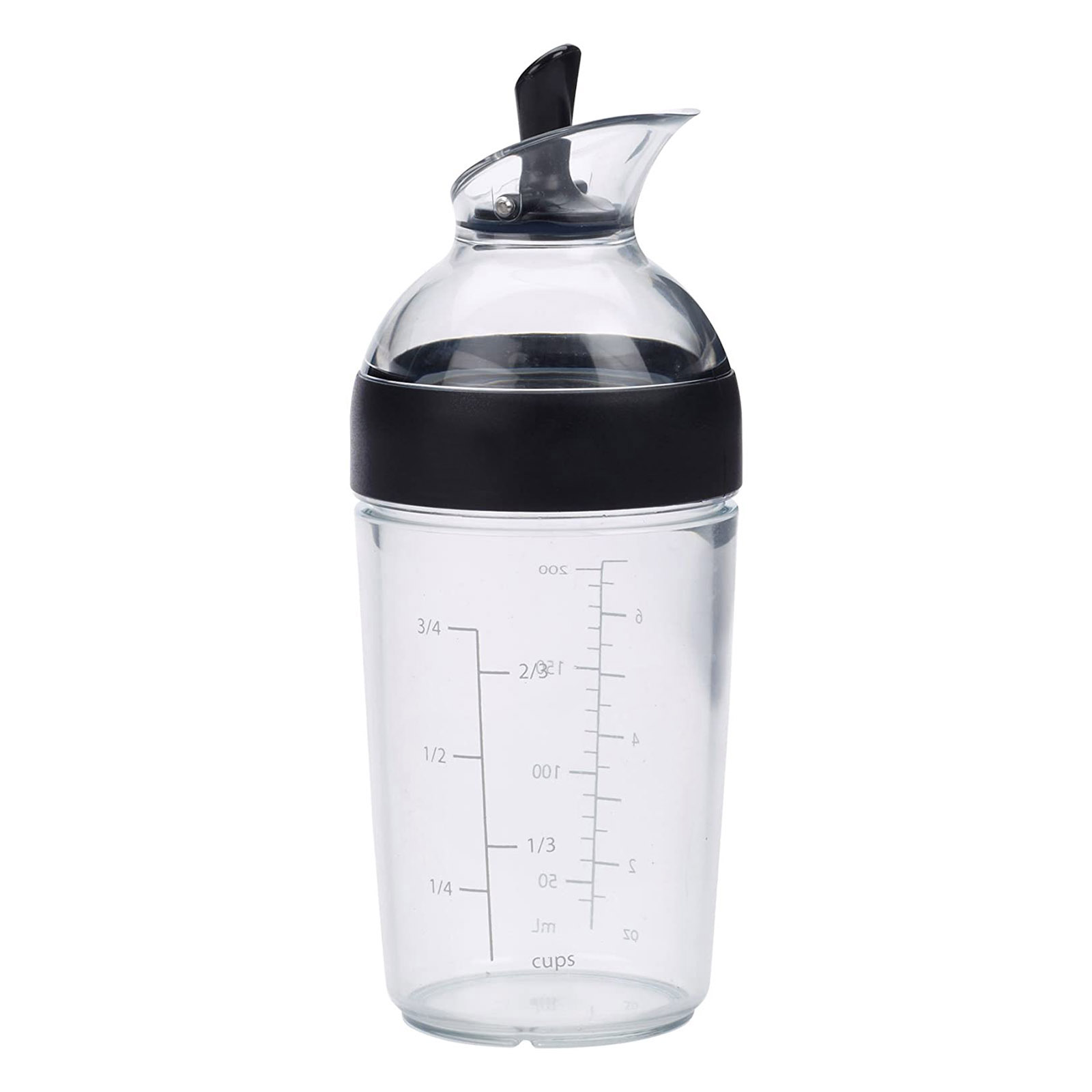 Salad Dressing Shaker Container Sauces Mixer Easy Pour with Measurement Salad Dressing Container Emulsifier Shaker Bottle: black