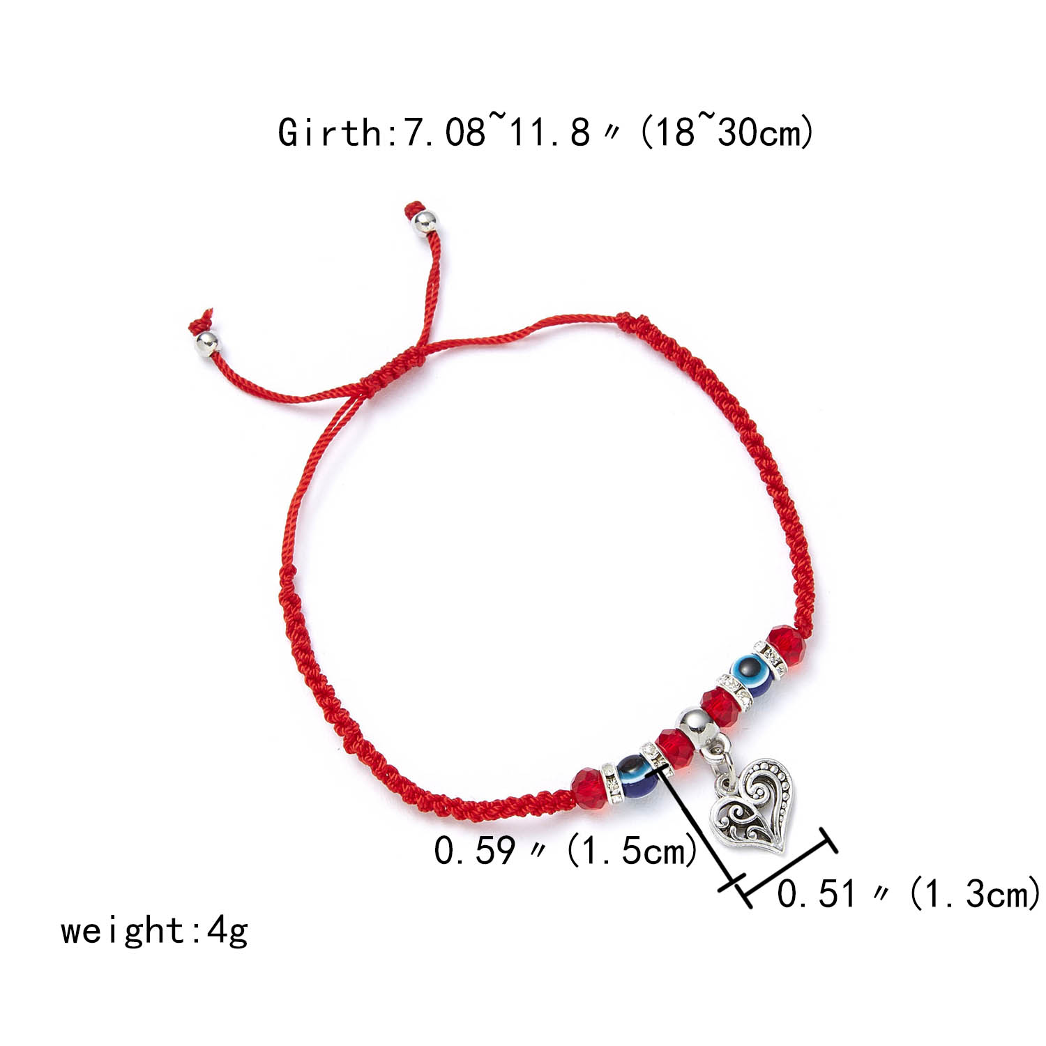 9 estilos trenzado suerte cordel rojo mano de Hamsa encanto pulsera maldito azul ojo perlas pulsera de joyería de amistad para los hombres y las mujeres: heart