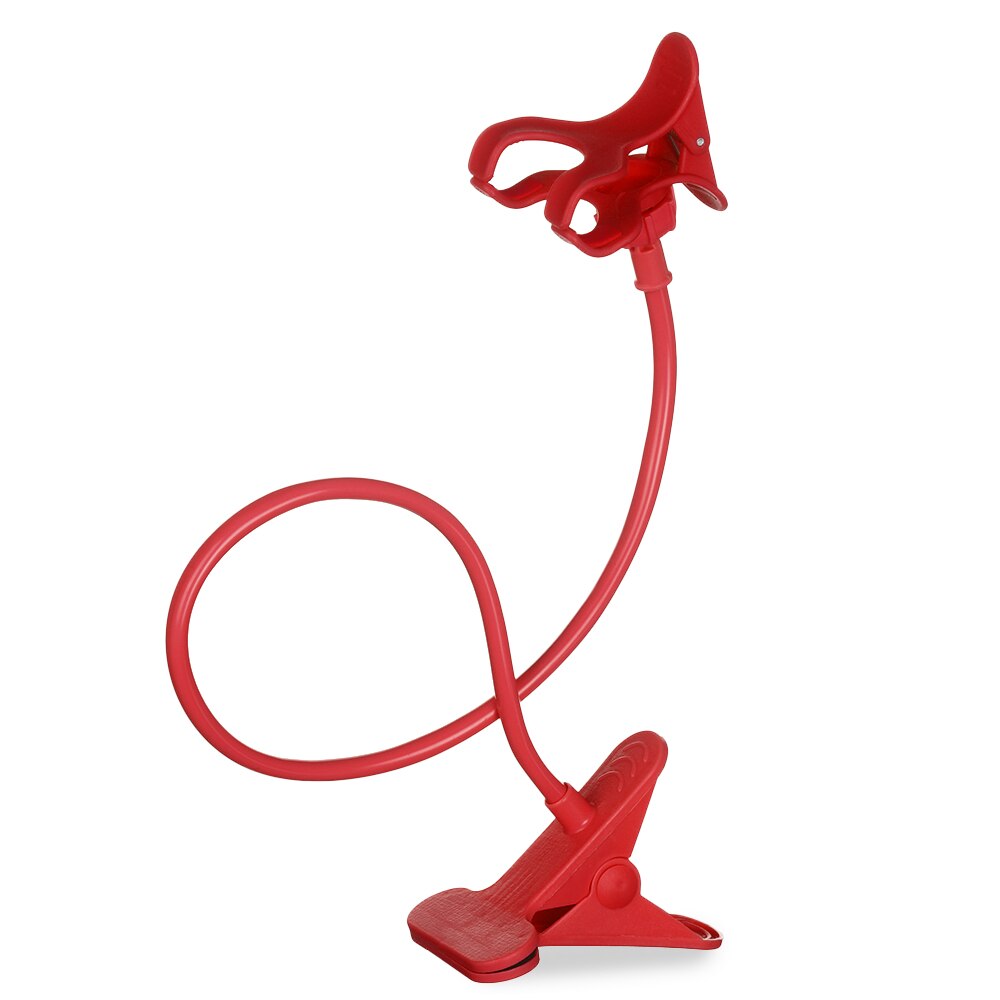 Flexible 360 Clip Mobile Cell Phone Holder Lazy Bed Desk Portable Adjustable Bracket Mount Stands Universal: Red