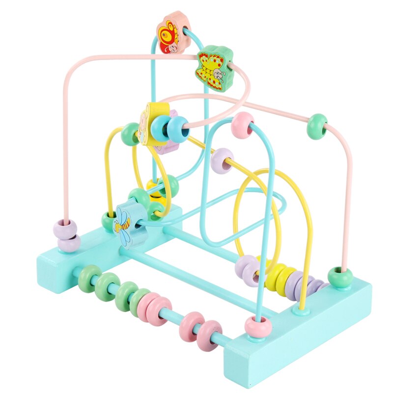 Cuentas alrededor de los macarrones, pulsera de cuentas para bebé de 6-12 meses, juguetes educativos para niño y niña de 1-2-3 años, de educación temprana: Azul