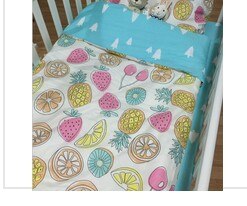 3Pcs Baby Bedding Set Cotton Crib Sets Black White Stripe Cross Pattern Baby Cot Set Including Duvet Cover Pillowcase Bed Sheet: NO7