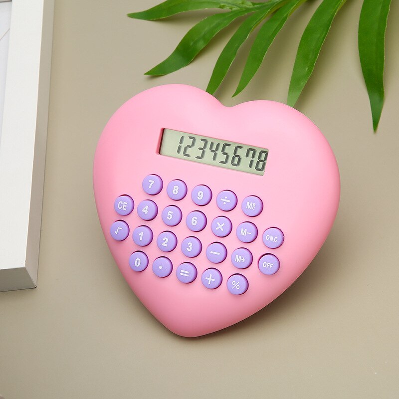 Multi-function 8-bit Calculator Love Computer Font Clear Plastic Keys Student Supplies Cute Calculator