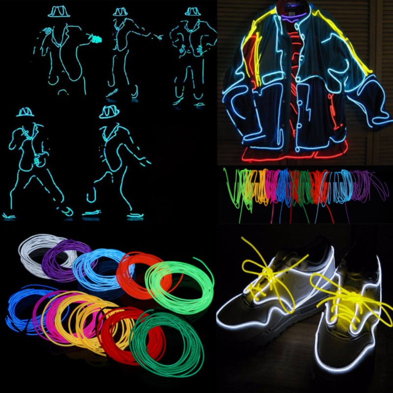 1m el tråd maske vandtæt led strip lys neon lys glød lys line reb rør kabel til fest kostumer glødende maske