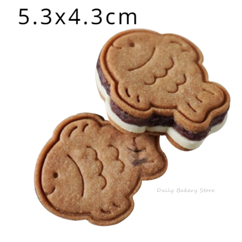 Molde para galletas con cara sonriente de dibujos animados, molde para cortar galletas con forma de oso, gato, pescado, sello para pastel de Fondant, cortador de galletas, herramienta para hornear pasteles: Azul cielo