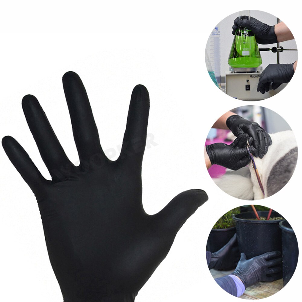 100 stk engangs sorte latex handsker rengøring arbejde vask laboratorium gummi latex beskyttelseshandske