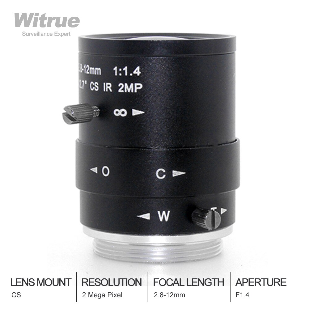 Hd cctv lens 2 megapixel 1080p 2.8-12mm varifocal linser cs mount  f1.4 1/2.7 til ip kamera overvågning sikkerhedskameraer