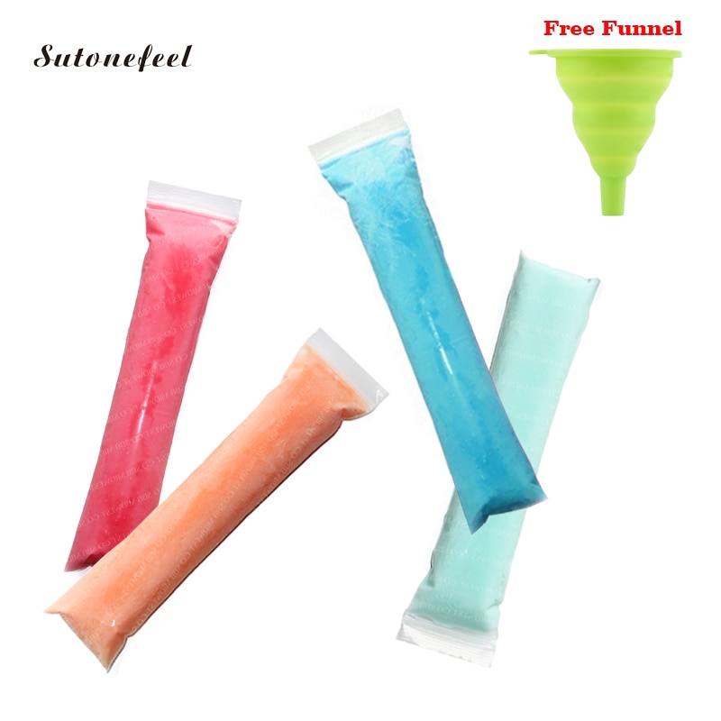 20PCS Disposable Ice Pop Bags with Funnel DIY Popsicle Mold Ice Sucker Bags Disposable Ice Stick bag Ice Cube Makers