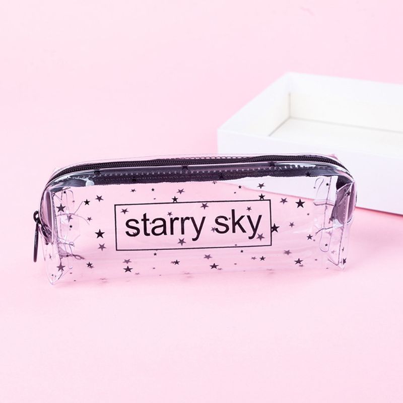 Sterrenhemel hart etui schattige transparante etui schoolspullen: Rood