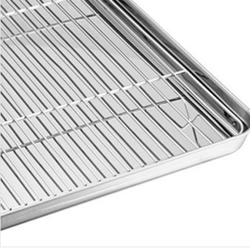 Bandeja para hornear de acero inoxidable de doble capa, parrilla para hornos domésticos, rejilla para filtro de aceite, bandeja de comida, antiadherente para hornear