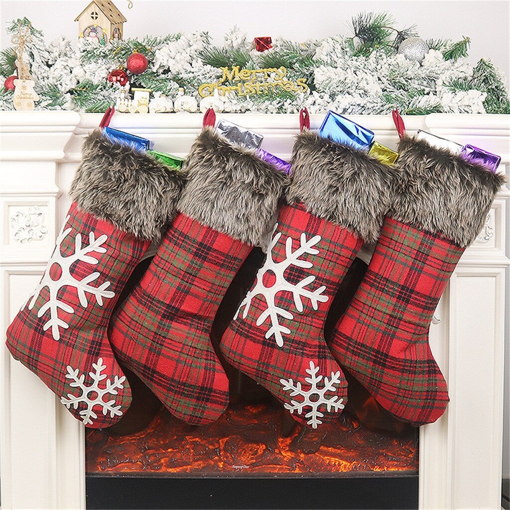 Kerst Kousen Sokken Met Sneeuwpop Kerstman Snoep Kousen Xmas Candy Bag Kerst Decoraties Voor Huis