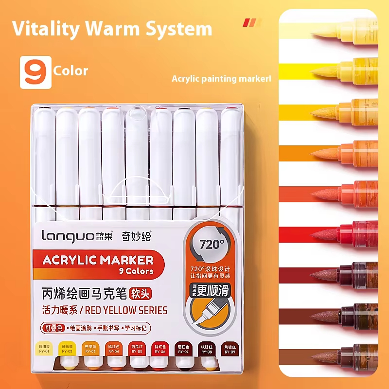 Ensemble de marqueurs en acrylique Languo pour documents empilables, stylos à encre à contrôle intelligent, fournitures d'art, ensemble de pinceaux pour étudiants: green