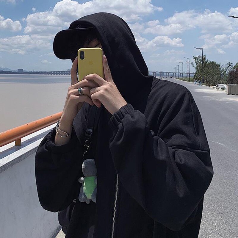 Rits oversized hoodie heren harajuku hoodie trui shirt japanse streetwear hiphop los casual herfst