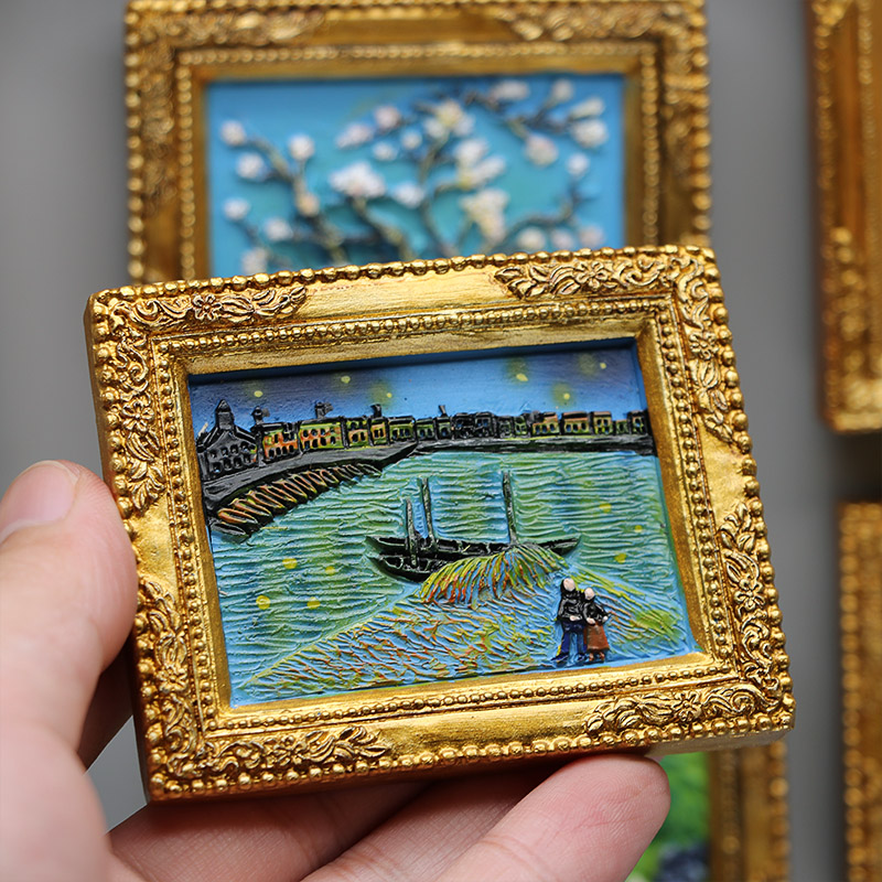 Verdensberømt maleri van gogh maleri billedramme 3d køleskabsmagneter stjernehimmel solsikke siesta køleskab klistermærker
