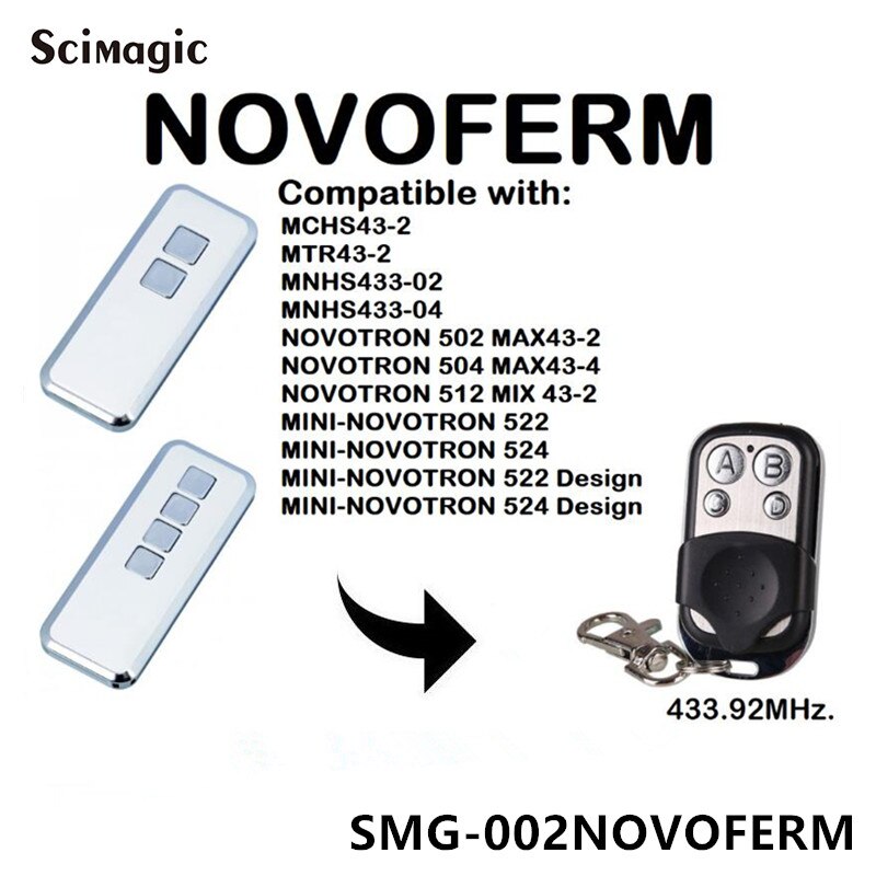 5 stk novoferm fjernkontroll 433.92 mhz rullende kode for novoferm novotron 502 504 max 43-2 garasjeport port fjernkontroll kommandoåpner