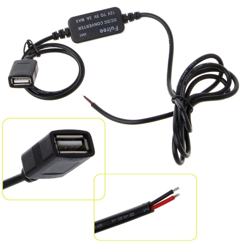 Car Charger USB Female Plug 12V to 5V 3A Power Supply Converter For PDA DVR Camcorder