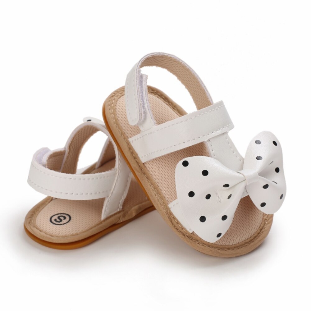 Zomer Baby Baby Meisjes T-Strap Sandalen Casual Strik Dot Strand Schoenen Anti-Slip Pu Lederen Prewalker Eerste wandelschoenen 0-18M