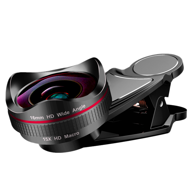 2In1 Lens 16mm Wide-Angle Macro HD Phone Camera Lens for iPhone 8 7 6S Plus Xiaomi Samsung: Default Title