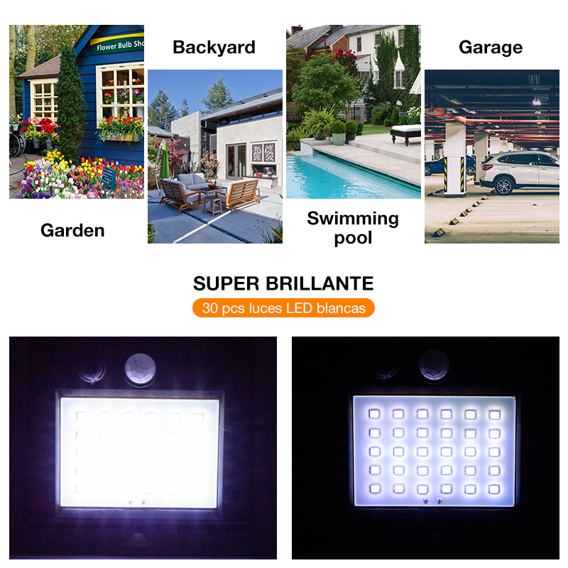 20/30/48 ledet sollys solenergi pir bevægelsessensor væglys udendørs vandtæt energibesparende gadehave sikkerhedslampe