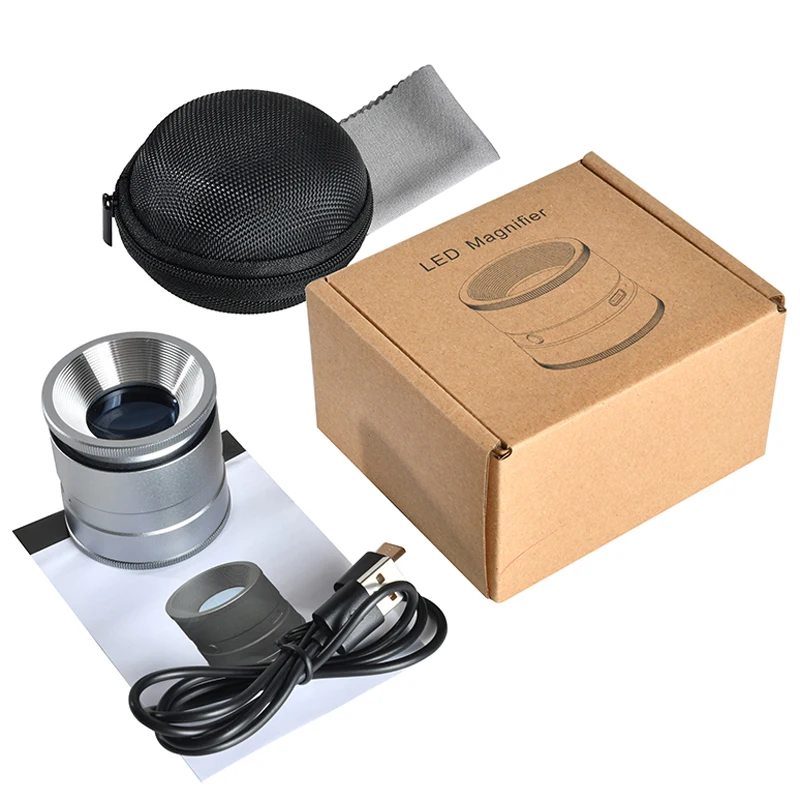 10X Full Metal HD Magnifying Glass with LED/UV Light Optical Glass Lens Rechargeable Magnifier for Coin Stamps Antique Jewelry: Default Title