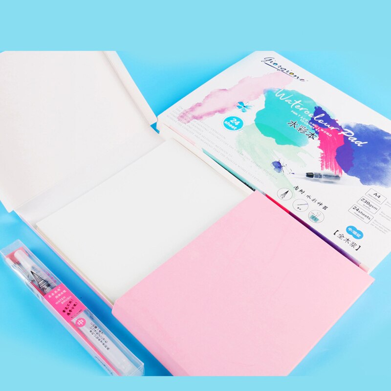 5-piece set Pure wood pulp paper 230g 24 page watercolor paper sets sketching Sketchpad Children's portable art supplies set
