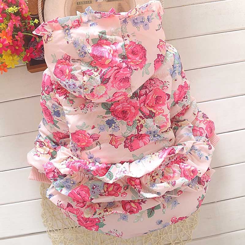 Meisjes Vest Jas Kinderen Casual Kleding Jas Hoodie Herfst Winter Bloem Bovenkleding Kinderen Rits Dikke Warme Buitenste