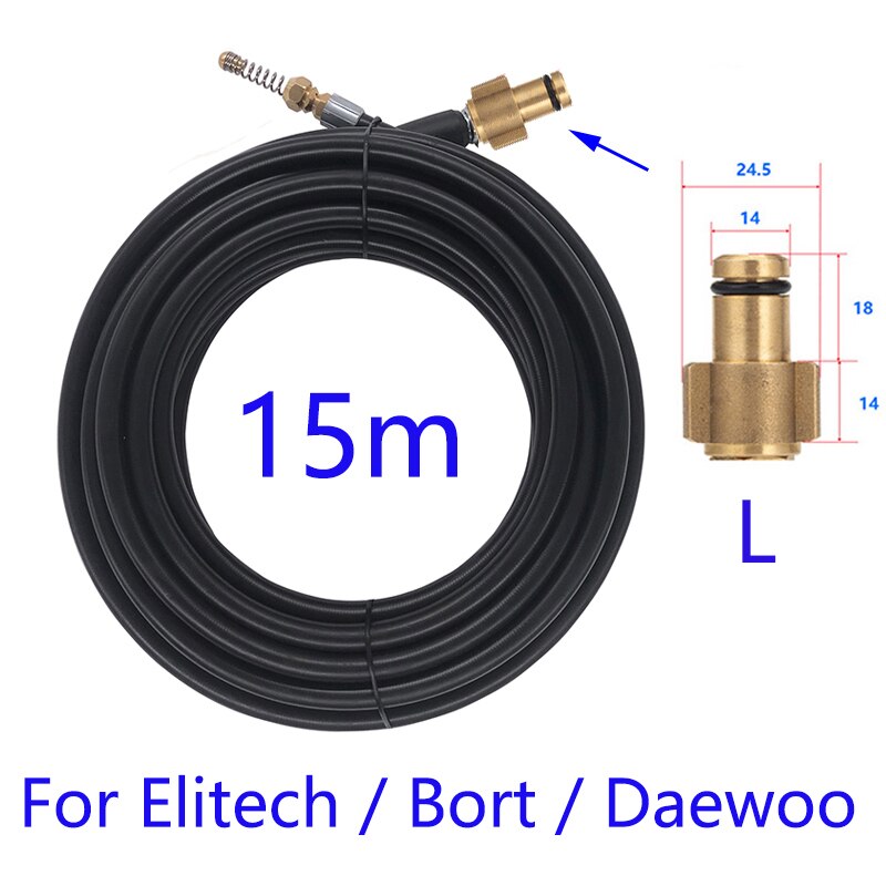 15 Meter Riool Drain Tuinslang Baggeren Schoner Kits Voor Karcher Lavor Interskol Huter Nilfisk Stihl Elitech Hogedrukreiniger: Paars