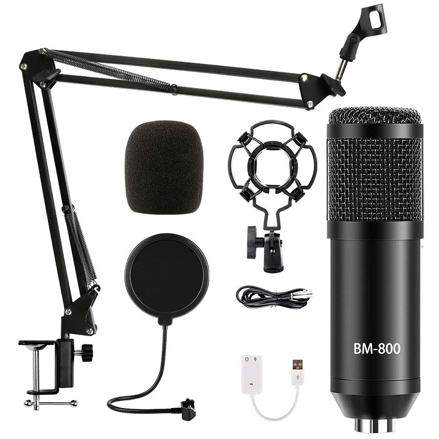 Bm800-conjunto de microfone condensador, gravação em computador, rede k, som da canção: black 10 set