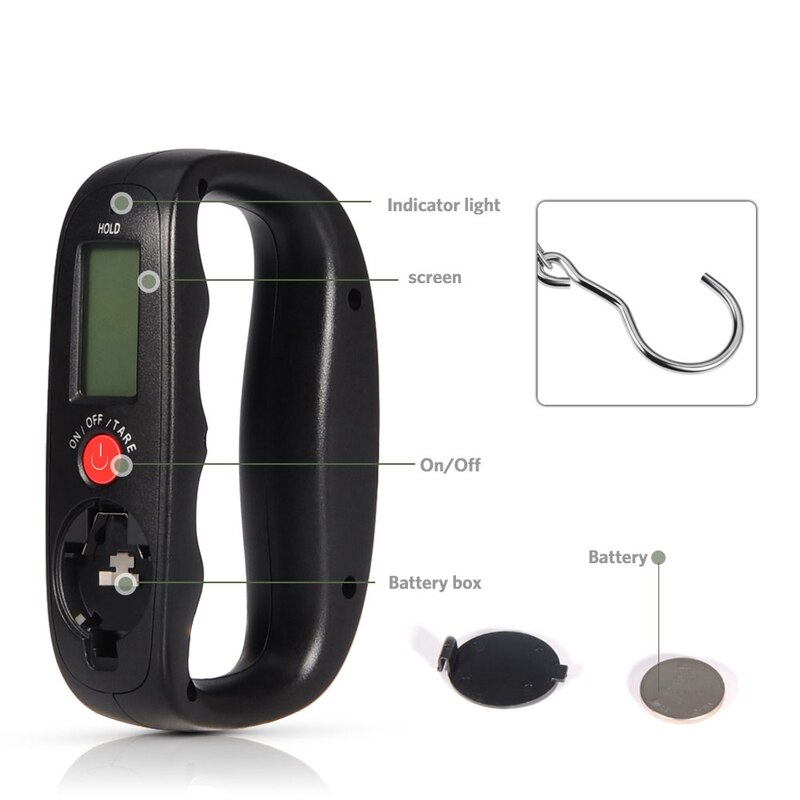 Pocket Digital Scale 50kg 10g LCD Electronic Scales Hand Held Hook Luggage Hanging Scale Backlight Balance Weighing
