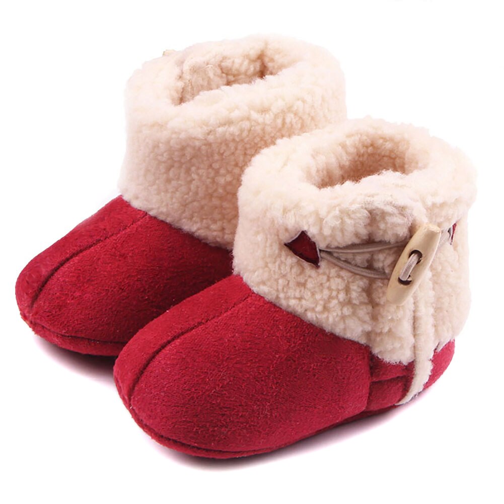 Bobora Winter Baby Jongen Meisje Zachte Zool Claxon Eerste Walker Peuter Pluche Fleece Schoenen 0-18M Pasgeboren suède Snowboots: R / 0-6 months