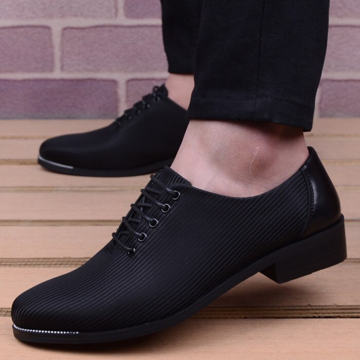Canvas Shoes for Men Popular Men's Lace-up Casual Pointed Trendy Leather Shoes Business Shoes Oxford Shoes: 6