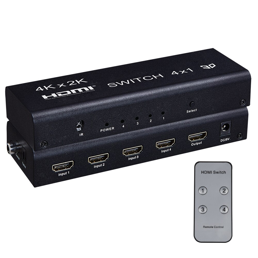 4K X 2K Hdmi Switch 4X1 3D Switcher 4in1 Uit Onafhankelijke Audio-uitgang 3.5 Mm Hoofdtelefoon Fiber Coaxiale 1080P 4K Pc Naar Tv Hdtv Schakelaar