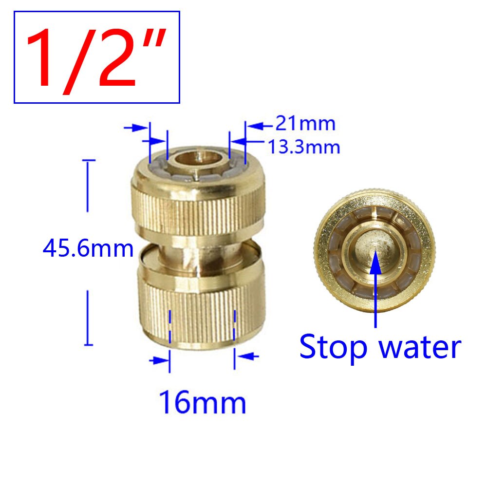 1/2&quot; 5/8&quot; 3/4&quot; Garden Quick Connector Brass Copper Thread Joint Irrigation Hose Waterstop Fittings Watering Tube Adaptor 1pc: 1I2 Waterstop