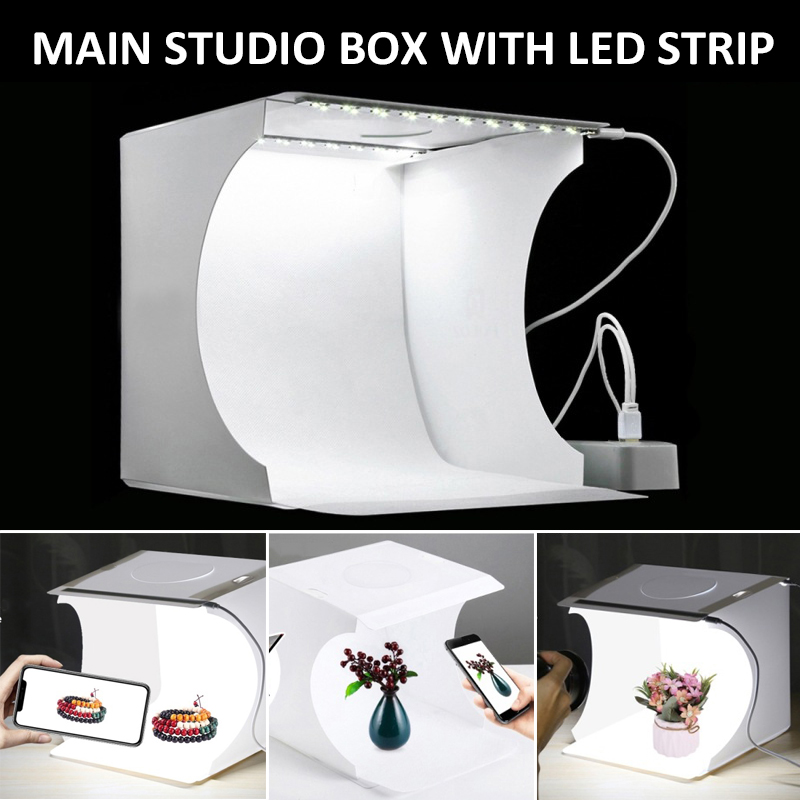 Portable Mini Photography Studio Box With 6 Backdrops Studio Set With 2 LED Lights Photography Lightbox Studio Shooting Tent Box