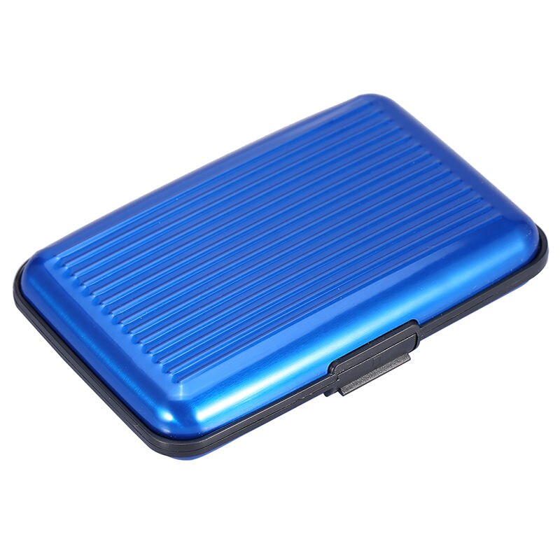 En aluminium En Métal Carte Bancaire Blocage Étui Rigide Hommes Femmes Portefeuille Carte de Crédit Anti-rfid BALAYAGE Protéger Titulaire Porte-Carte Femelle: Bleu