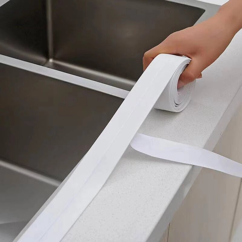Autocollant étanche pour évier de cuisine, ruban adhésif Anti-moisissure, en PVC pour comptoir de salle de bain, espace de toilette, outil de couture auto-adhésif