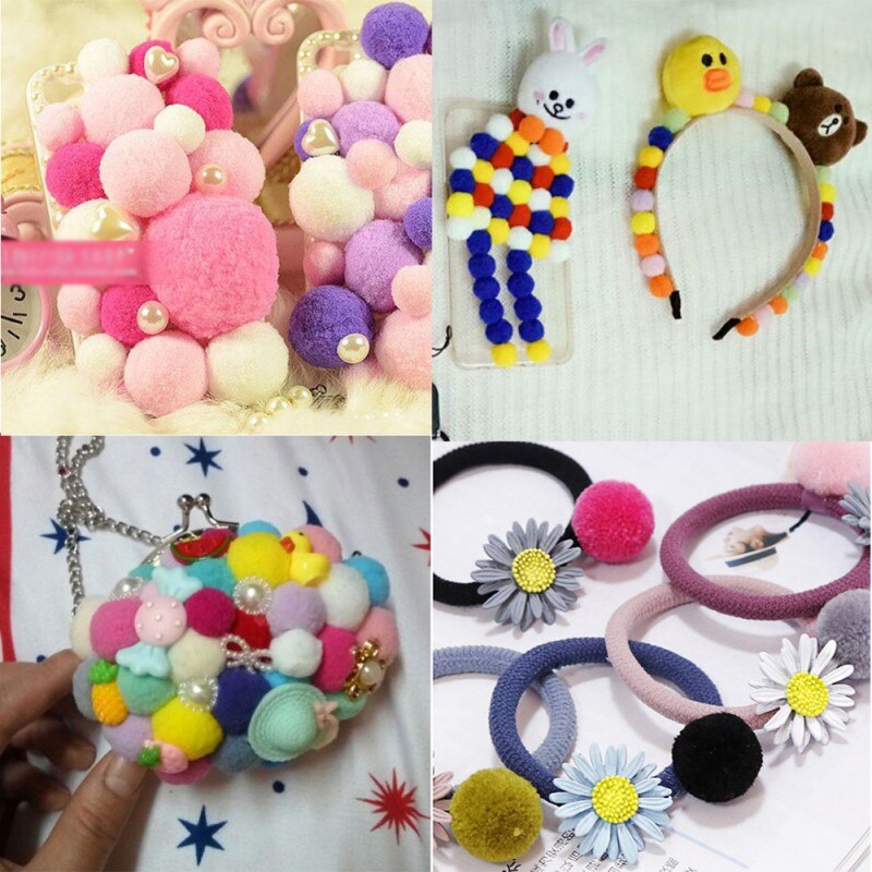 Hvid pompon 8mm 10mm 15mm 20mm 30mm 40mm pom poms ponpon håndværk forsyninger diy til børn tøj syning hjem bryllupsdekorationer